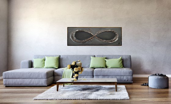 Infinity in Gold - Abstract- Painting- Acrylic Canvas Art - Wall Art - Framed Art -  Modern Art