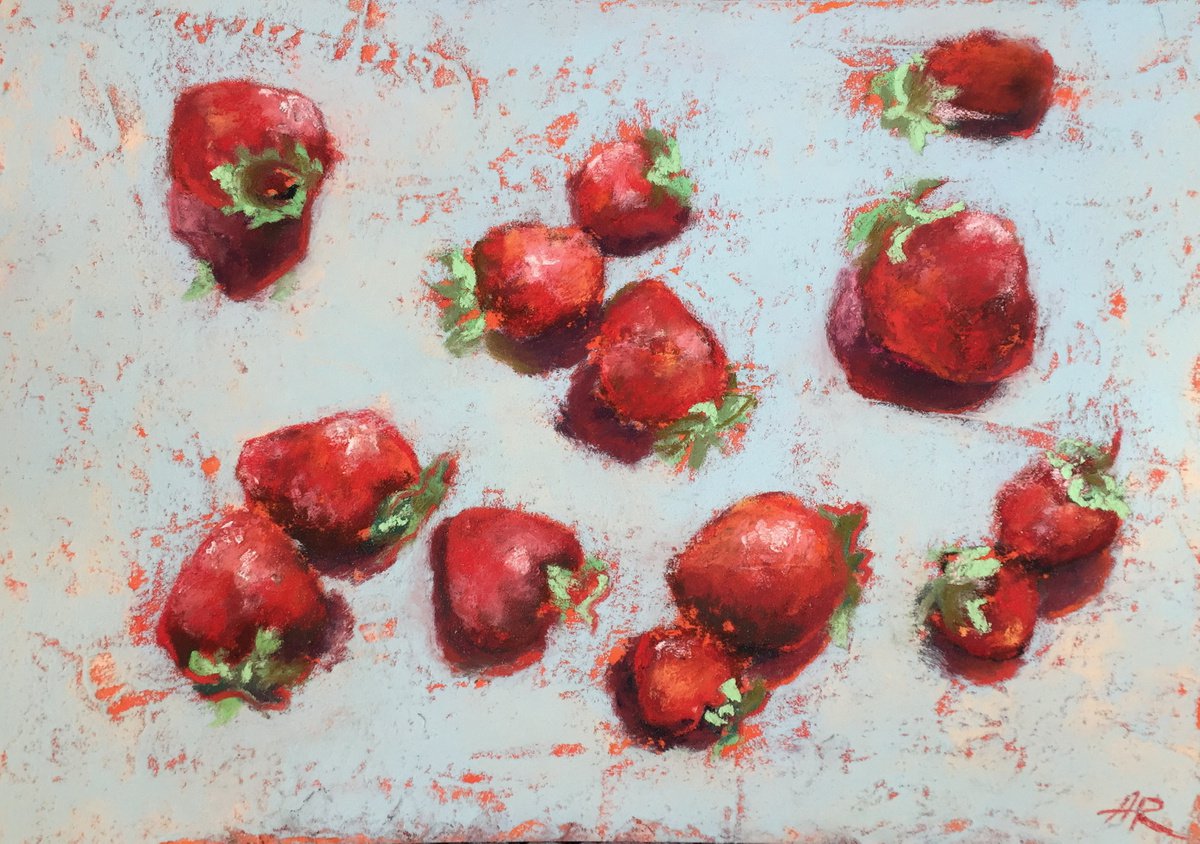 Strawberries on Blue. by Lena Ru