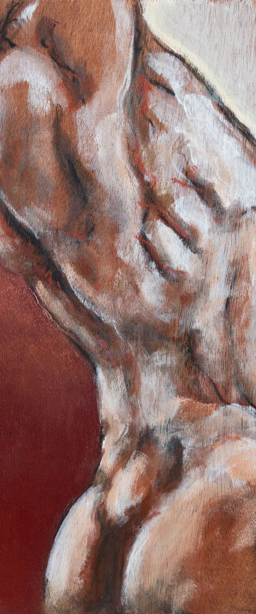 Baroque torso in profile Male nude back man body muscles gay by Fabienne Monestier