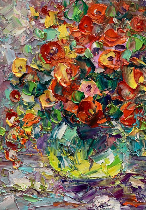 Flower painting  Roses, Original art, Flower art, Impasto art, Painting Roses, Flower original art by Kseniya Kovalenko