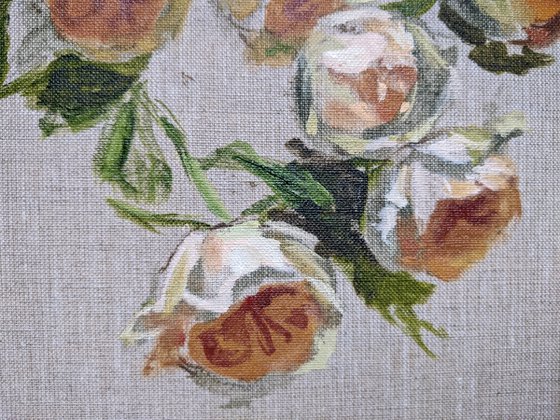Garden roses - original oil painting - flower art