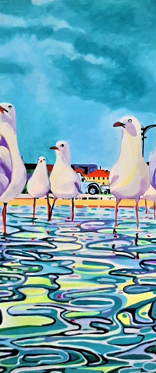 At the beach / 80 x 80  x 0.1 cm by Alexandra Djokic