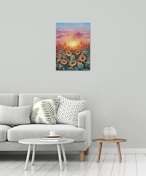 Sunflowers at Sunset