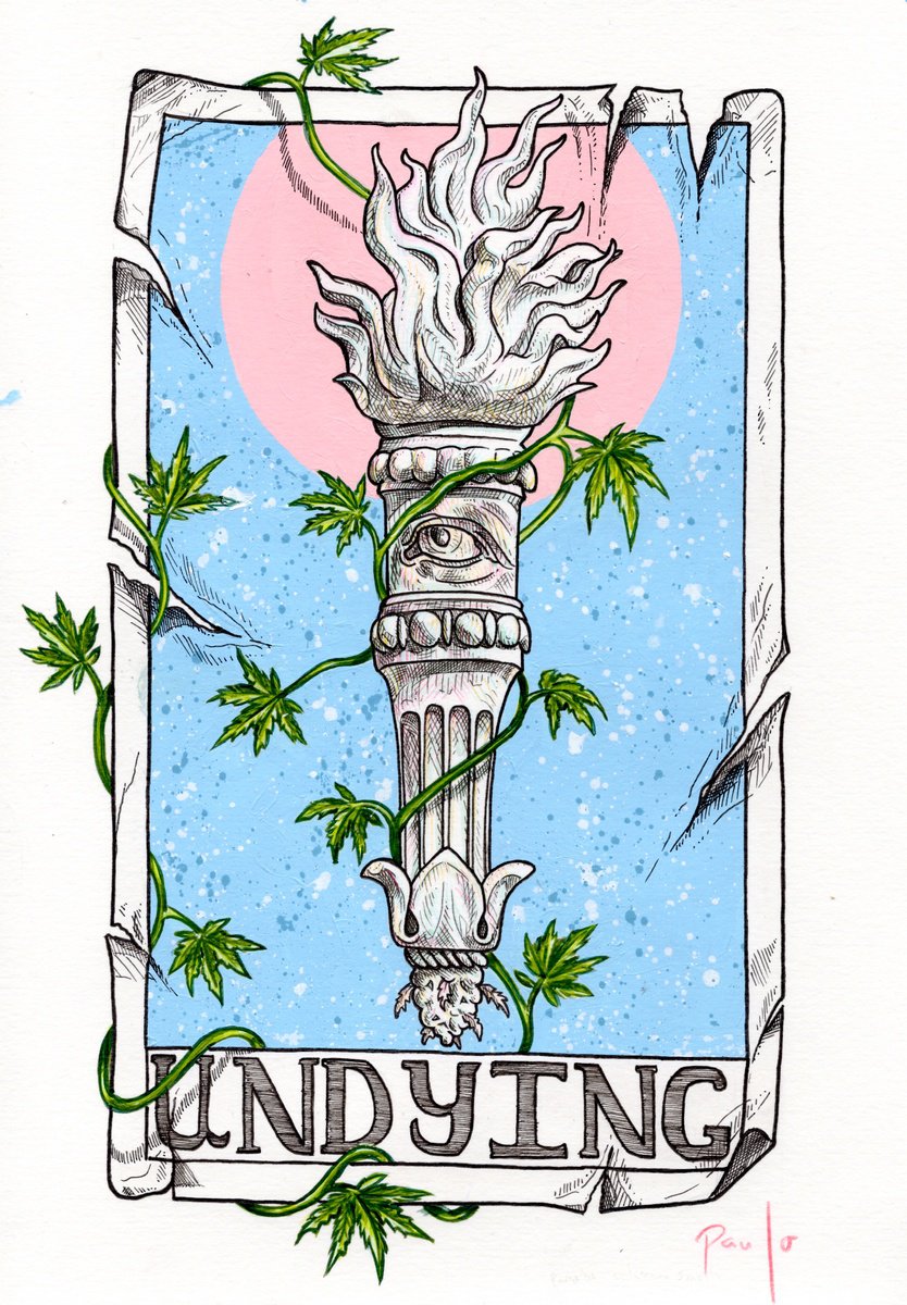 Illustrative Botanical Acrylic Painting By Paul Ward, 8 X 12", Undying, Original Artwork