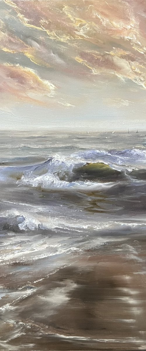 Blurry Skies - sea painting by Alesia Yeremeyeva