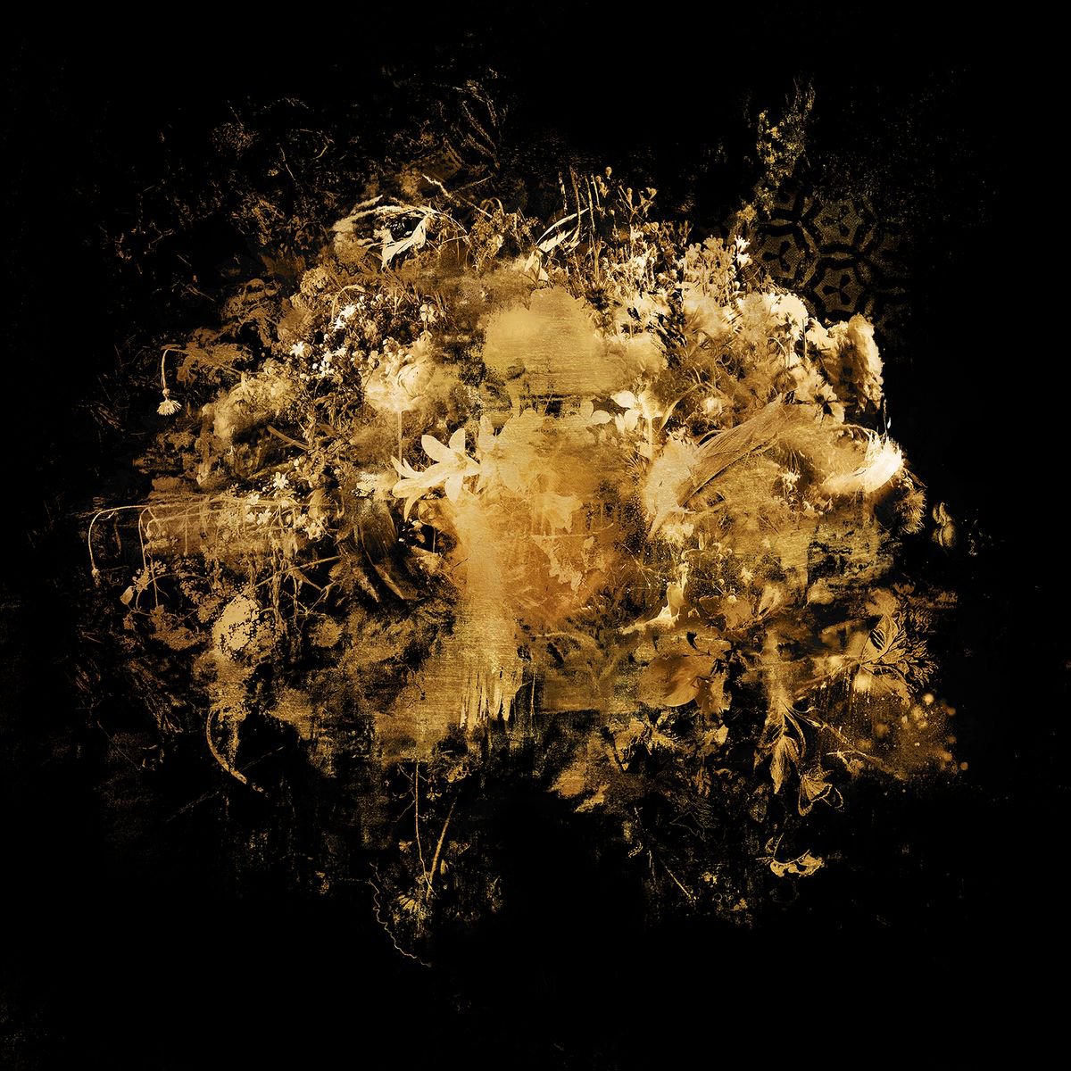 Botanical Painting By Teis Albers, 41 X 41", Bouquet Xxiii Gold Variation, Original Artwork