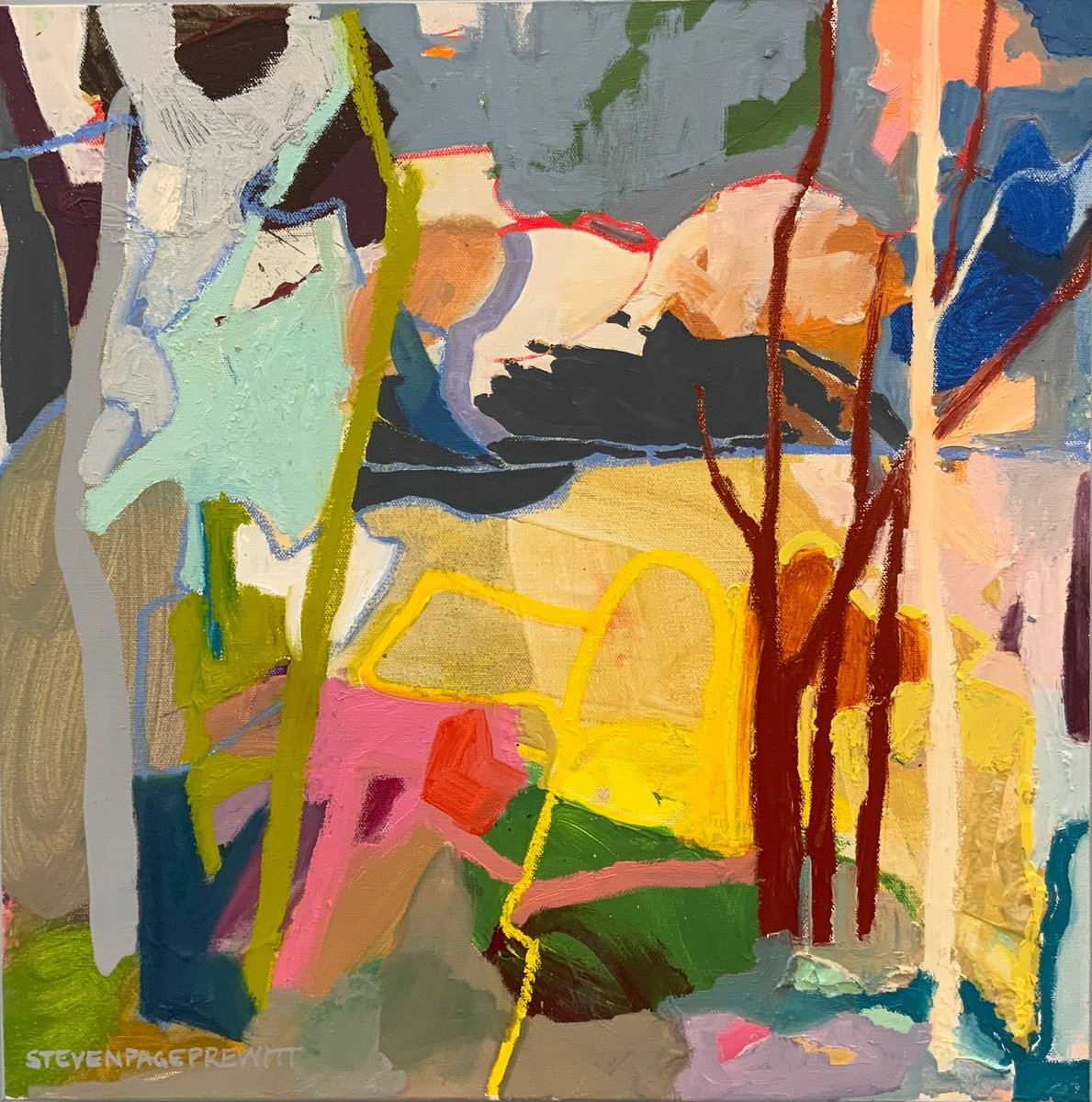 Impressionistic Abstract Oil Painting By Steven Page Prewitt, 20 X 20", Imminent Rain, Original Artwork