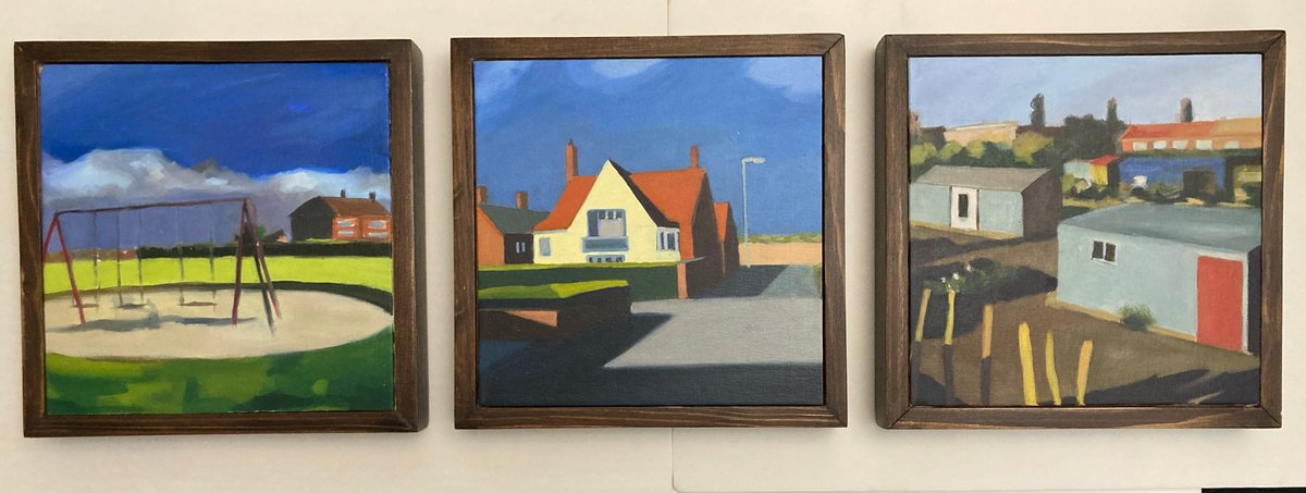 Illustrative Oil Painting , Suburban Skies By Neale Thomas, 8 X 8, Artwork For Sale On Artfinder