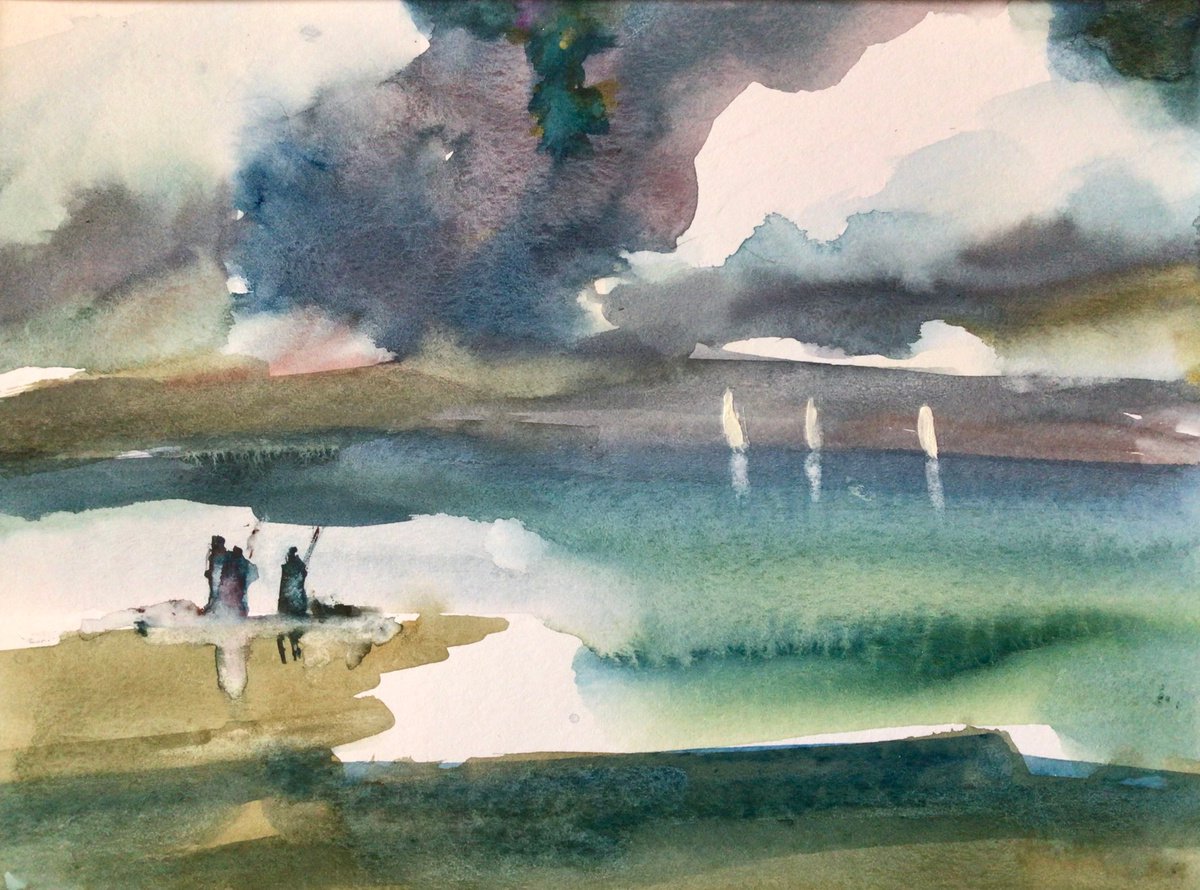 FISHING UNDER STORM CLOUDS by Roma Mountjoy