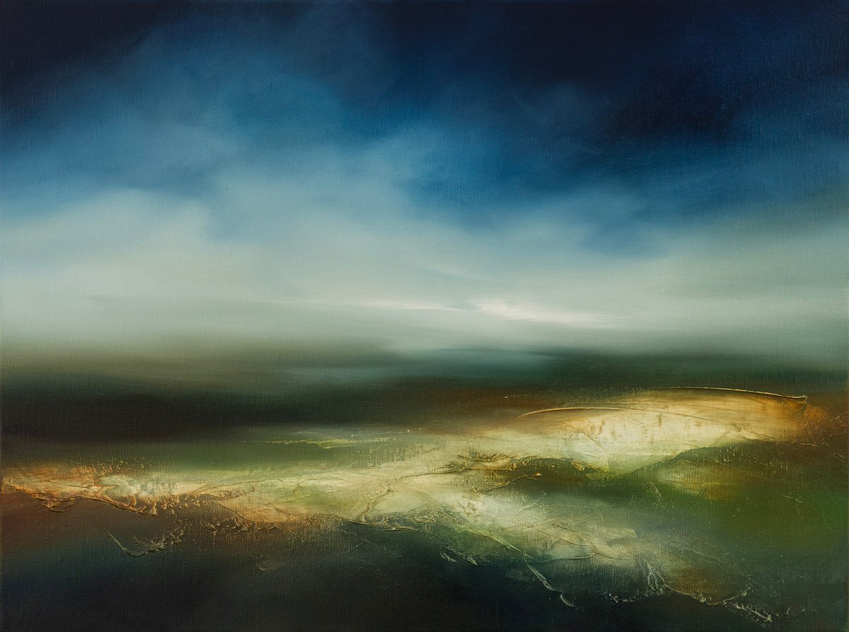 Abstract Landscape Oil Painting By Paul Bennett, 24 X 18", After The Rains, Original Artwork