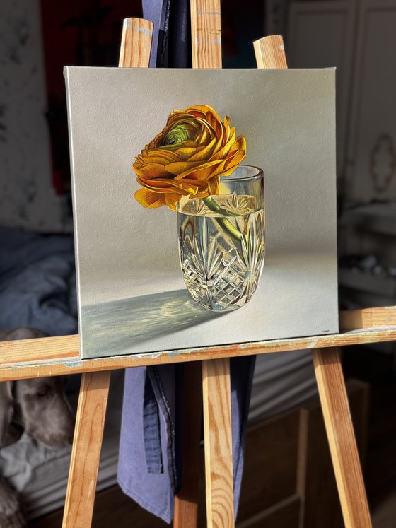October flower in a glass