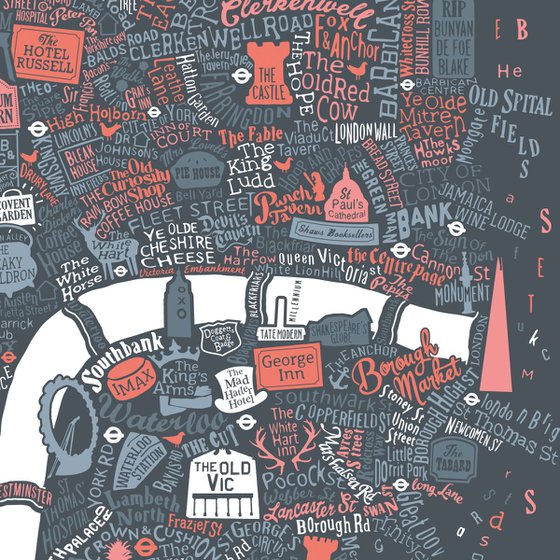Pubs Of Literary London (Pink & Grey)