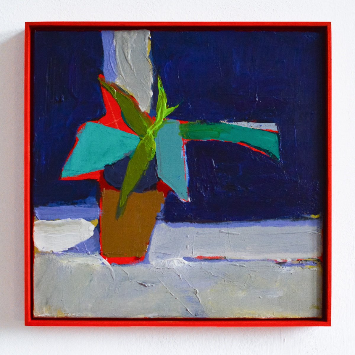 Impressionistic Botanical Acrylic Painting By Igor Nekraha, 17 X 17, Aloe Vera. Red, Original Artwork