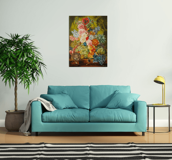 Fruit and Blossoms on Table