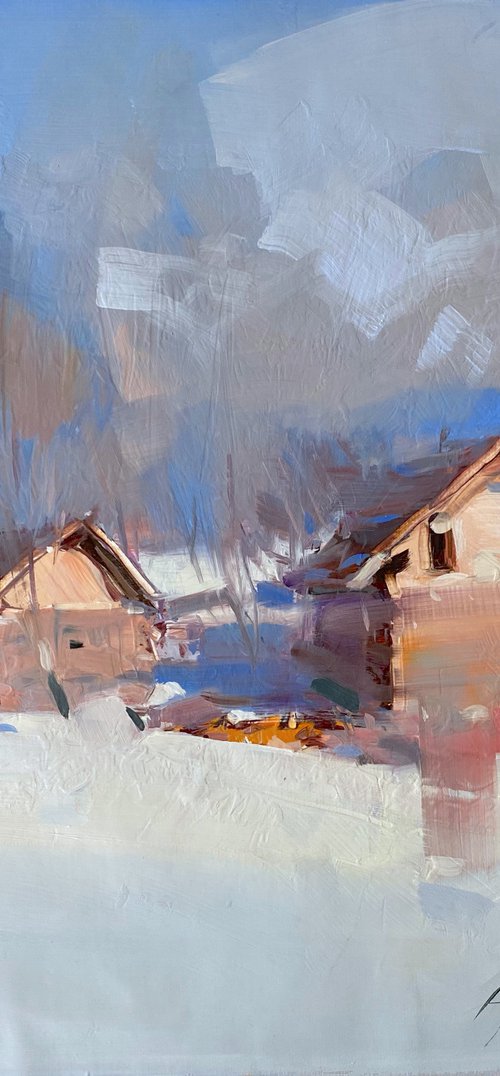 Village View, Original oil painting, Handmade artwork, One of a kind by Vahe Yeremyan