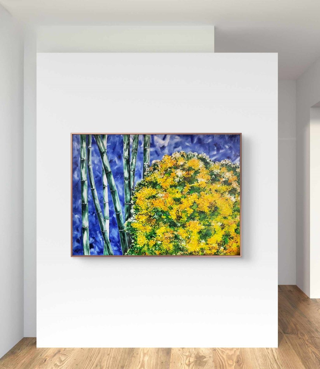 Impressionistic Landscape Oil Painting By Marian Gorin, 35 X 26", A Route To Evanescence, Original Artwork