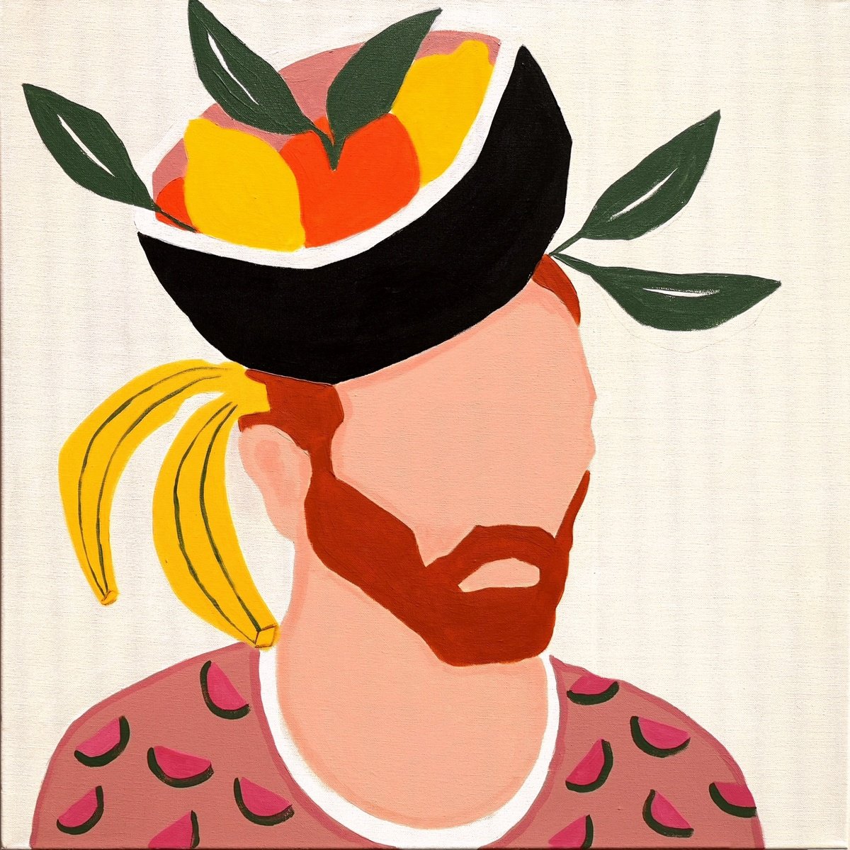 Urban And Pop Portrait Painting By Marisa Anon, 20 X 20", Van Gogh With Hawaiian Shirt, Original Artwork