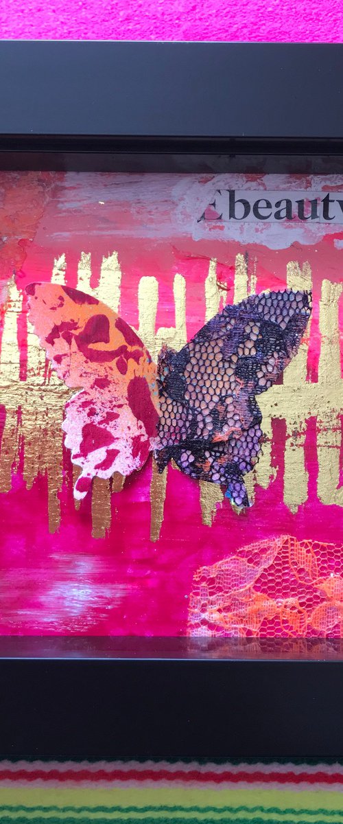 Mini Beauty  No2 - Abstract Butterfly in Box by Hernan Reinoso