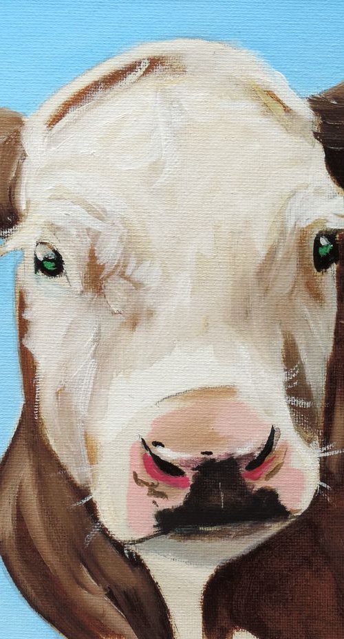 Cow oil on panel by Gordon Bruce