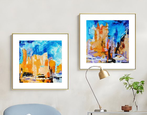 Abstract cityscape (diptych)