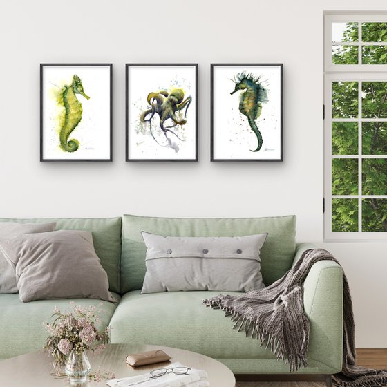 Ocean Creatures - Triptych