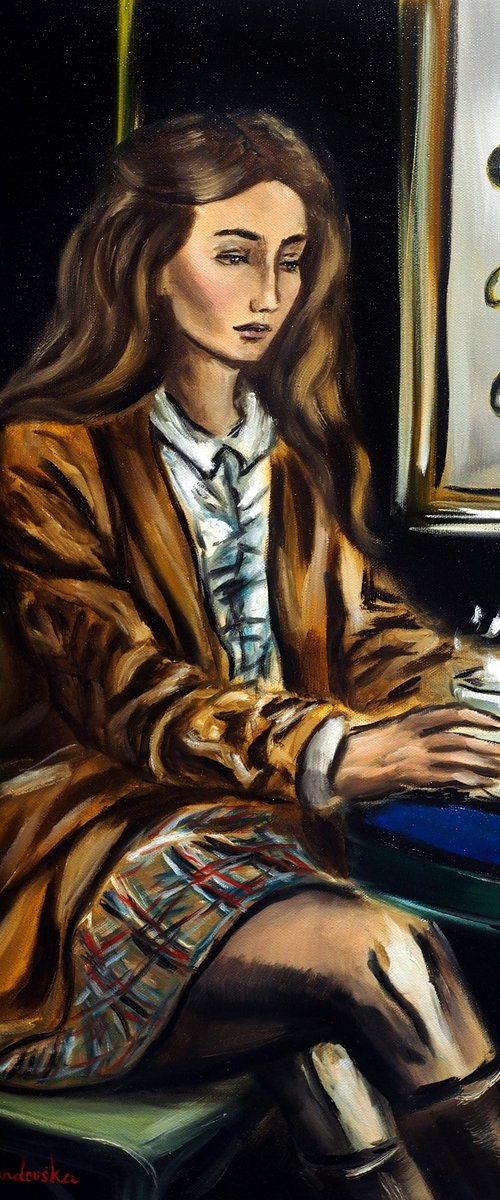 Woman at a Parisian Cafe III by Ruslana Levandovska