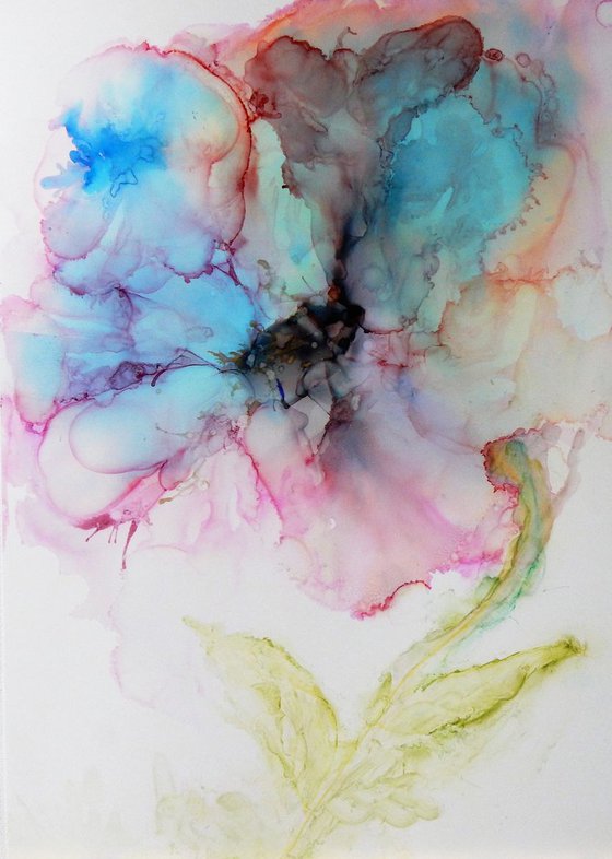 Abstract flower. Alcohol Ink abstract painting.