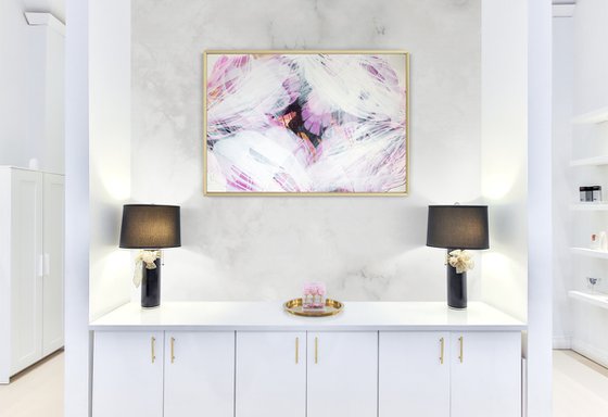 Pink floral abstract painting