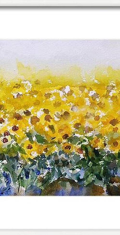 Painterly Sunflower fields by Asha Shenoy