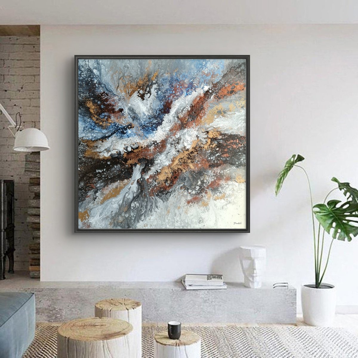 Abstract Acrylic Painting By Eleni Denart, 39 X 39, Seth, Original Artwork