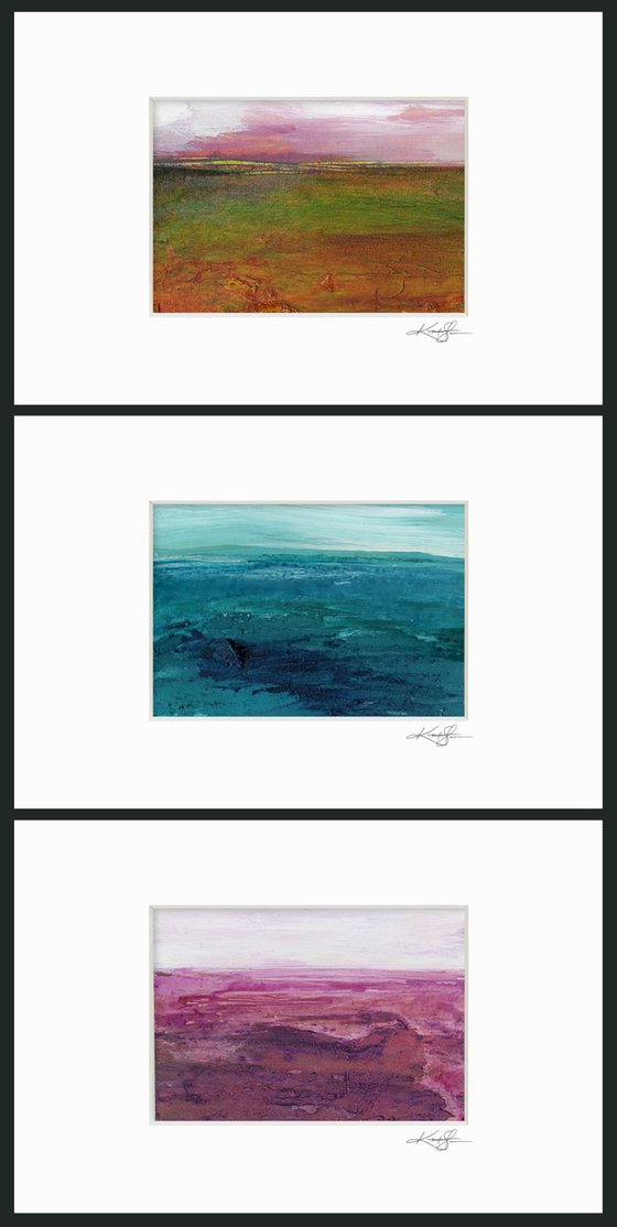 Mystical Land Collection 8 - 3 Textural Landscape Seascape Paintings by Kathy Morton Stanion