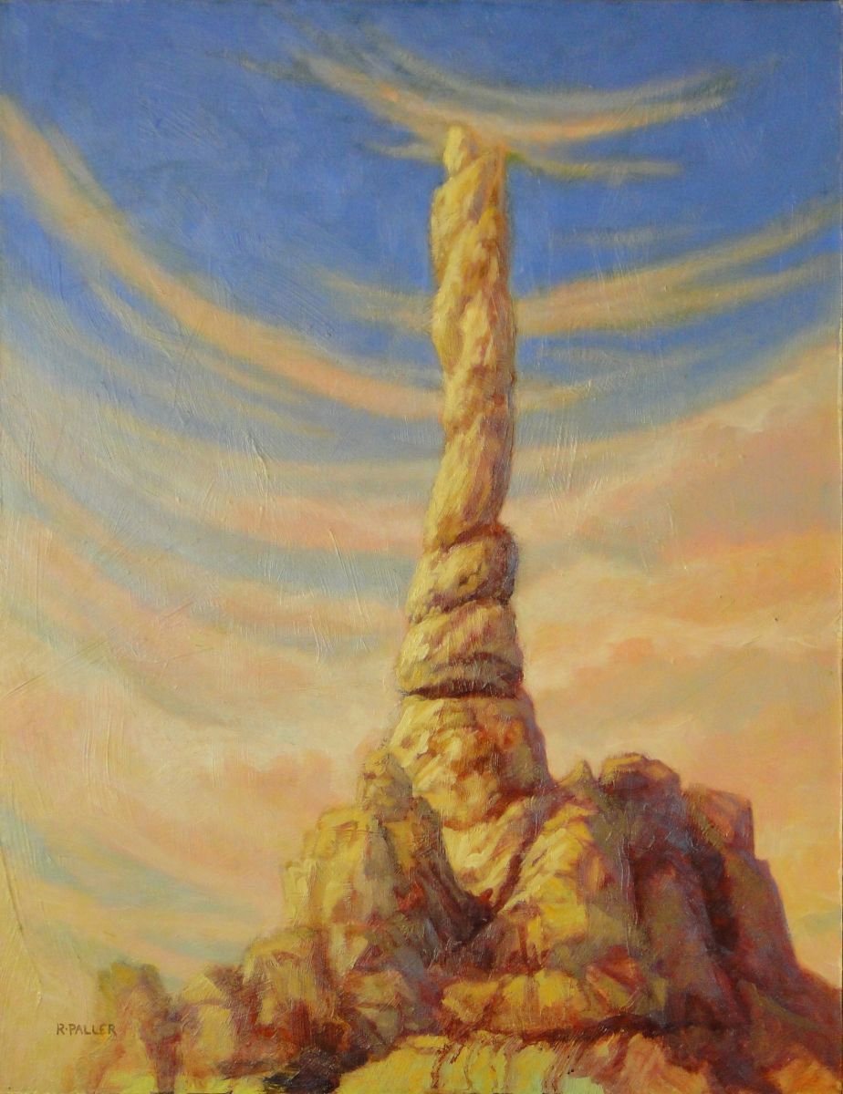 Impressionistic Landscape Oil Painting By Rick Paller, 16 X 20", The Sentinel, Original Artwork