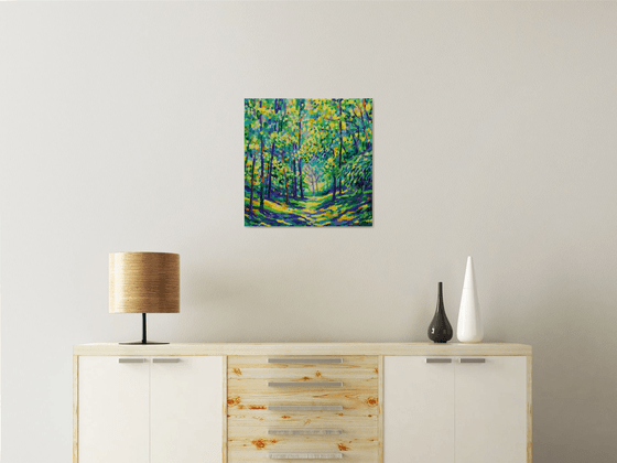 Forest in turquoise and yellow