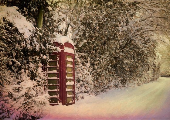 Red Telephone box in Snow