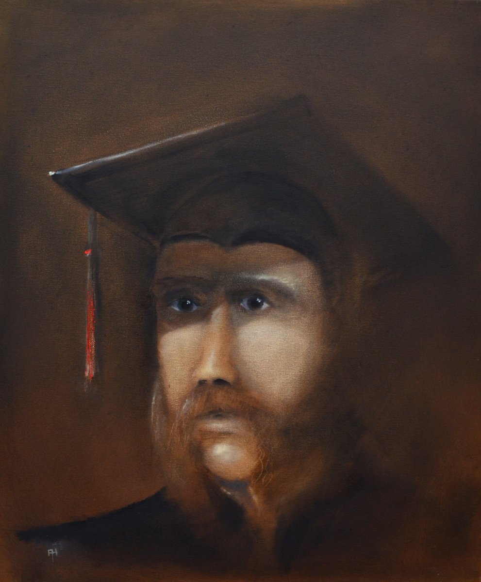 Impressionistic Portrait Oil Painting By Alan Harris, 20 X 24, The Scholar, Original Artwork