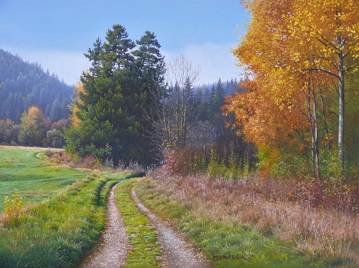 Photorealistic Landscape Oil Painting By Mlynarcik Emil, 16 X 12", Autumn Invitation, Original Artwork