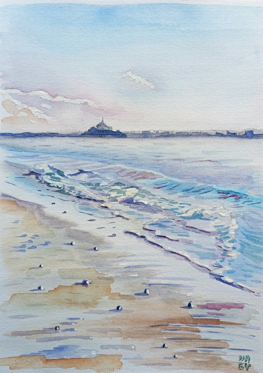 Illustrative Cityscapes Watercolour By Peter Nagy, 6 X 8", Mont Saint Michel, Original Artwork