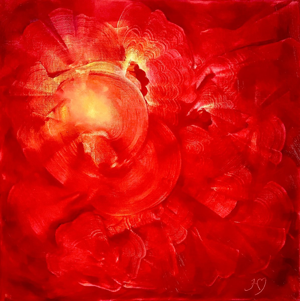 Heather Matthews | Original  Oil Painting | Red Hot | 50 X 50Cm | Artwork For Sale On Artfinder