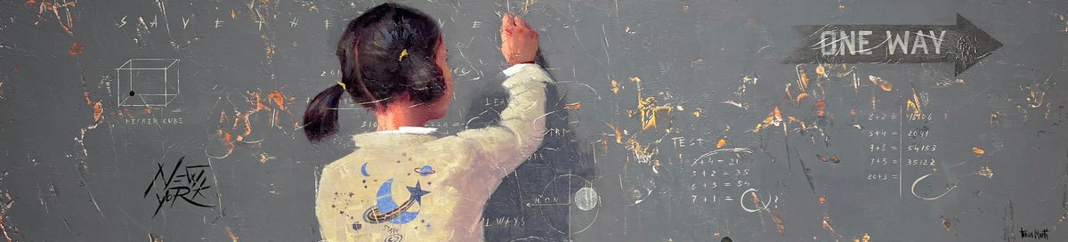 Expressive Portrait Oil Painting By Tomasa Martin, 39 X 9", Save The Planet Iii, Original Artwork