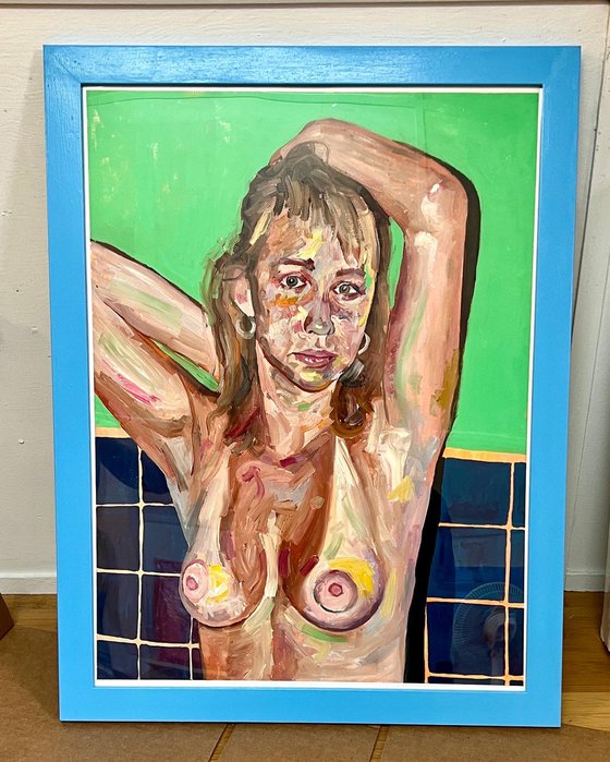 Nude with Blue Tile