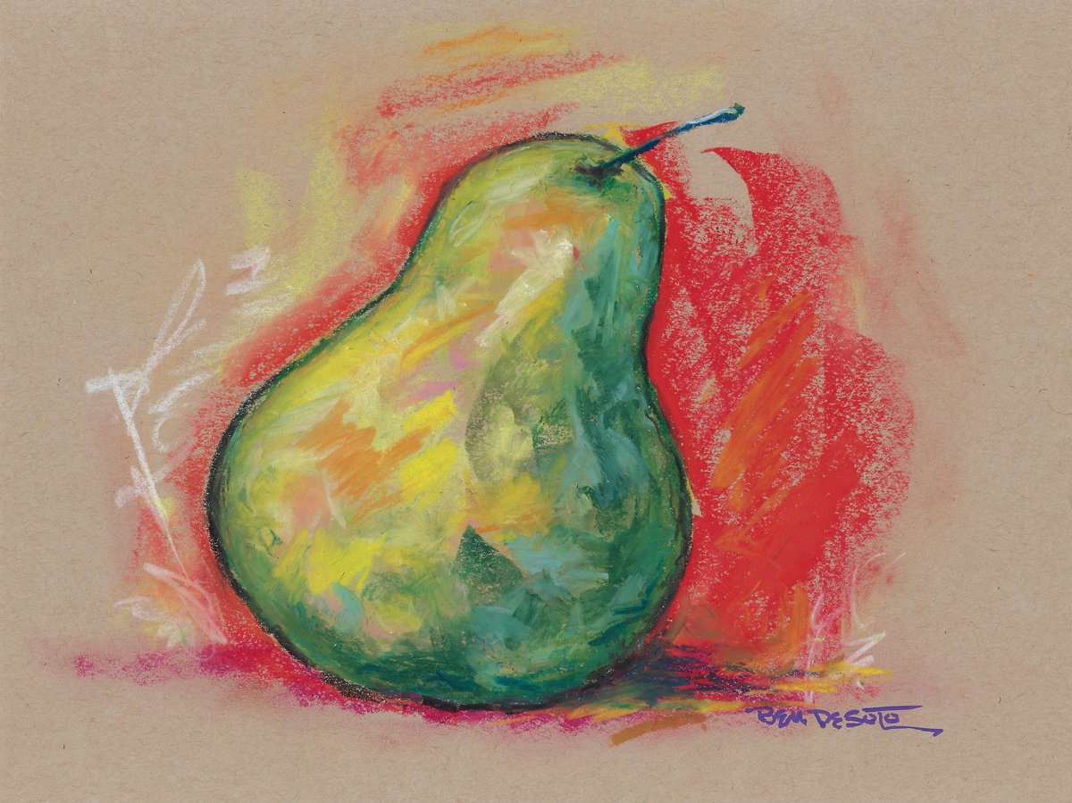 Still Life Drawing By Ben De Soto, 12 X 9, Pear, Original Artwork