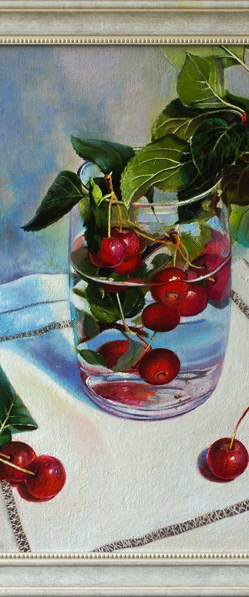 "Red apples" apple trees summer liGHt original painting  GIFT (2019) by Anna Bessonova (Kotelnik)