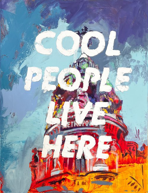 COOL PEOPLE LIVE HERE, Madrid Acrylic on canvas 116x89cm by Javier Peña