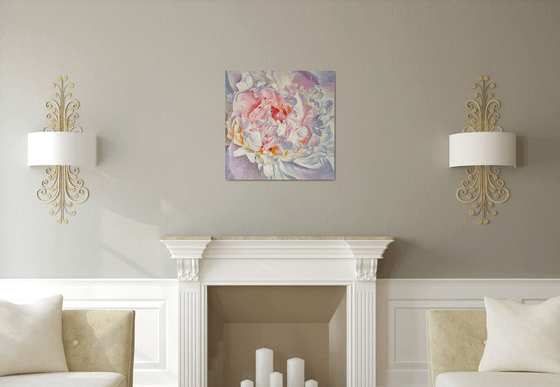 "Lace of petals."  peony  flower  liGHt original painting  GIFT (2022)