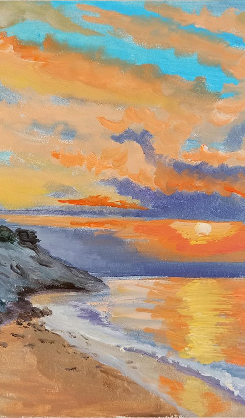 The lighthouse and sunset by Dmitry Fedorov