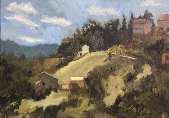 View from the terrace, Montelparo. An original oil painting