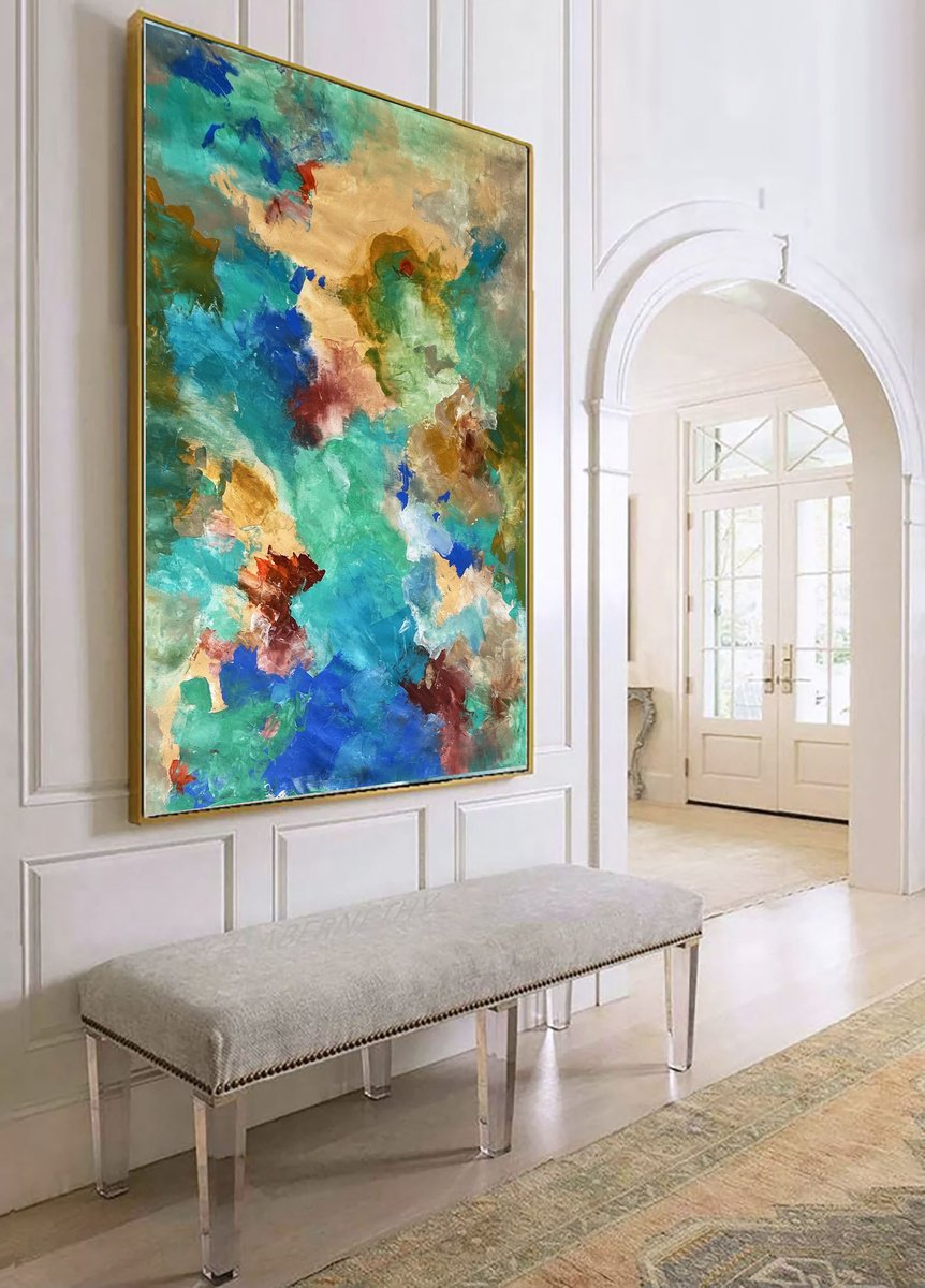 Jade Lake By Alexandra Dobreikin, 35 X 55, Artwork For Sale On Artfinder