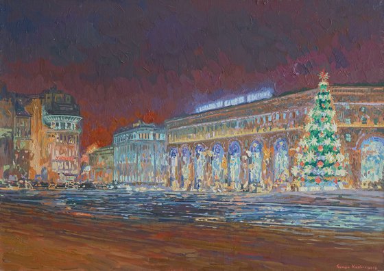 New Year's Eve. View of the Detsky Mir store