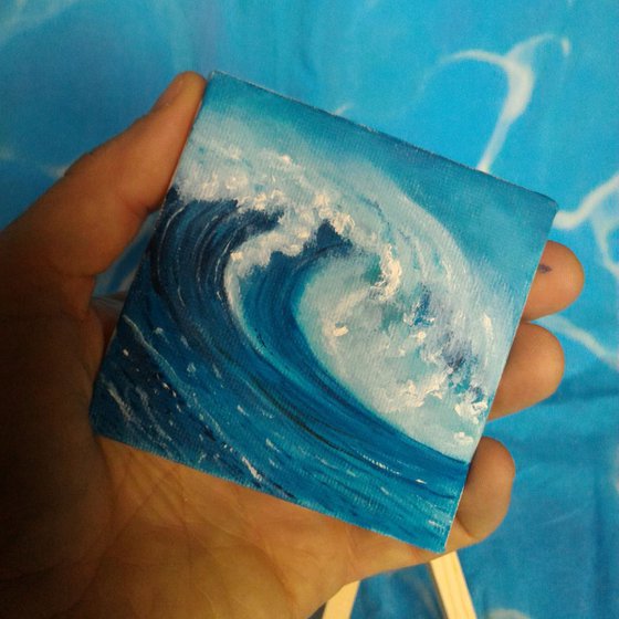 Miniature wave seascape #05 - Easel included