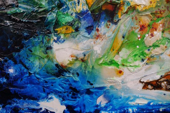 Natures Sugar 240cm x 100cm Green Blue Textured Abstract Art